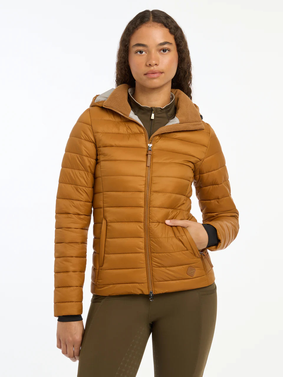 LeMieux Tilly Hooded Puffer Jacket in Ginger - Lightweight Water Resistant Women's Coat