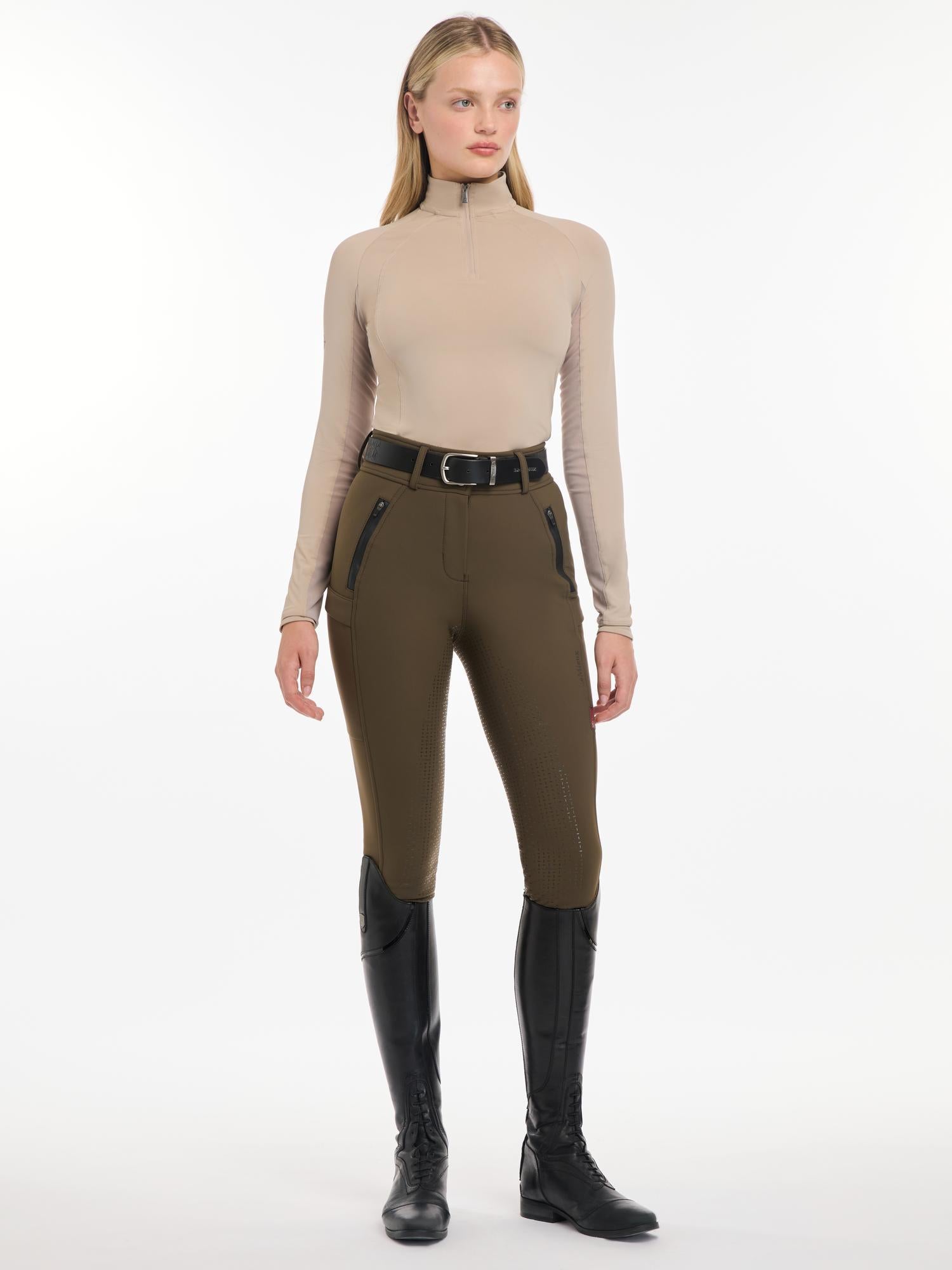 LEMIEUX HALLE LIGHTWEIGHT BASE LAYER - ALMOND Equestrian Apparel. UV30+ Cooling Shirt. Perfect for Hot Weather Riding.