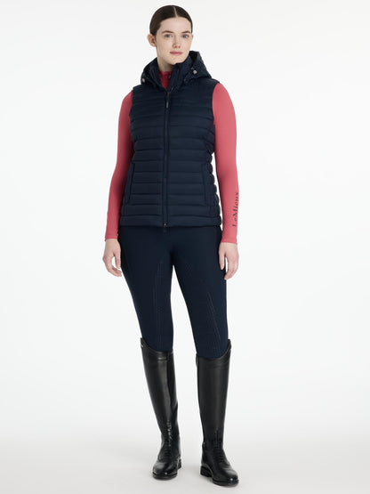 LEMIEUX ROSE Navy Puffer Gilet: Equestrian Women's Riding Vest with Hood - Equiflair