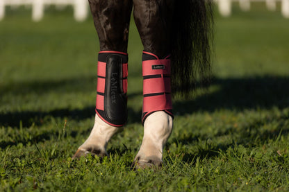 LEMIEUX GRAFTER CRANBERRY horse brushing boots for schooling, competition and turnout for front or hind legs