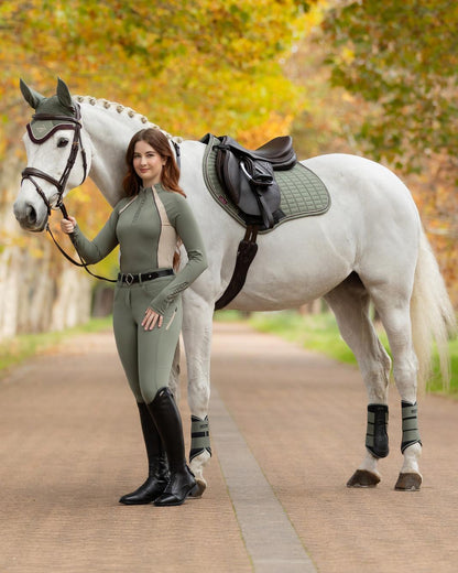 LeMieux Suede Close Contact Square Rosemary Saddle Pad: Equestrian Style for Horse and Rider | Equiflair