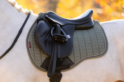 LEMIEUX Suede GP Square Horse Saddle Pad - Rosemary Color. Comfortable & Stylish Equestrian Equipment for Horse Riding.