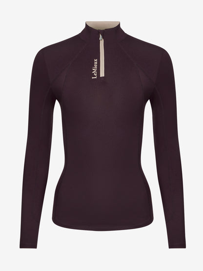 LeMieux Classique Base Layer Damson, Quarter Zip Long Sleeve Top. Equiflair Equestrian Apparel.