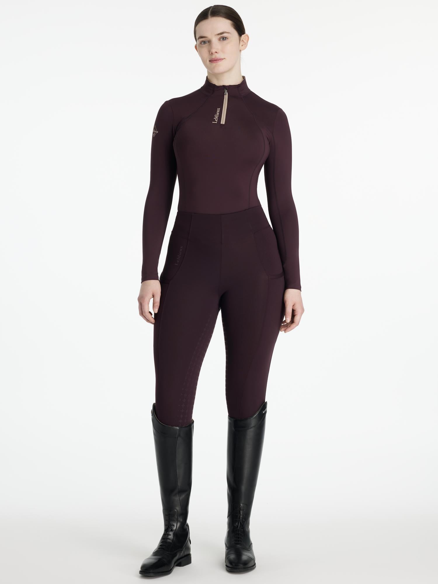 LeMieux Classique Damson Base Layer: Equestrian Riding Shirt - UV50+ Protection & Comfortable Fit