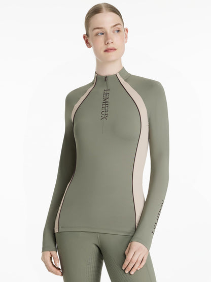 LEMIEUX PHILIPPA MESH Base Layer Rosemary: Women's Long Sleeve Riding Top with UV Protection