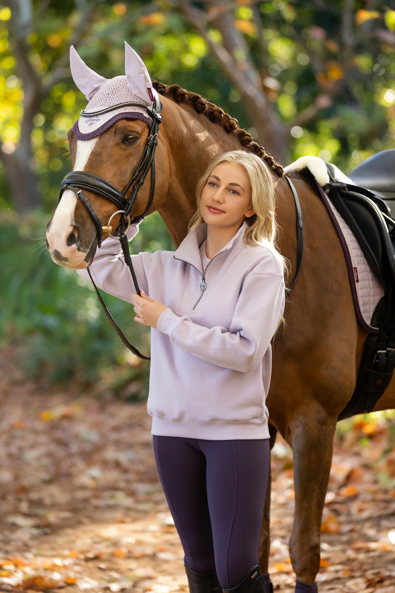 LeMieux Keira Lilac Quarter Zip Sweatshirt with Horse | Equiflair Equestrian Apparel