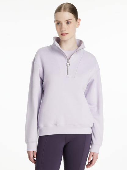 LeMieux Keira Lilac Quarter Zip Sweatshirt from Equiflair. Women's equestrian apparel. Comfortable fleece sweater with quarter zip.
