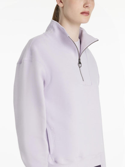 LeMieux Keira Quarter Zip Sweater - Lilac.  Relaxed fit fleece sweatshirt with zip neck & pockets.