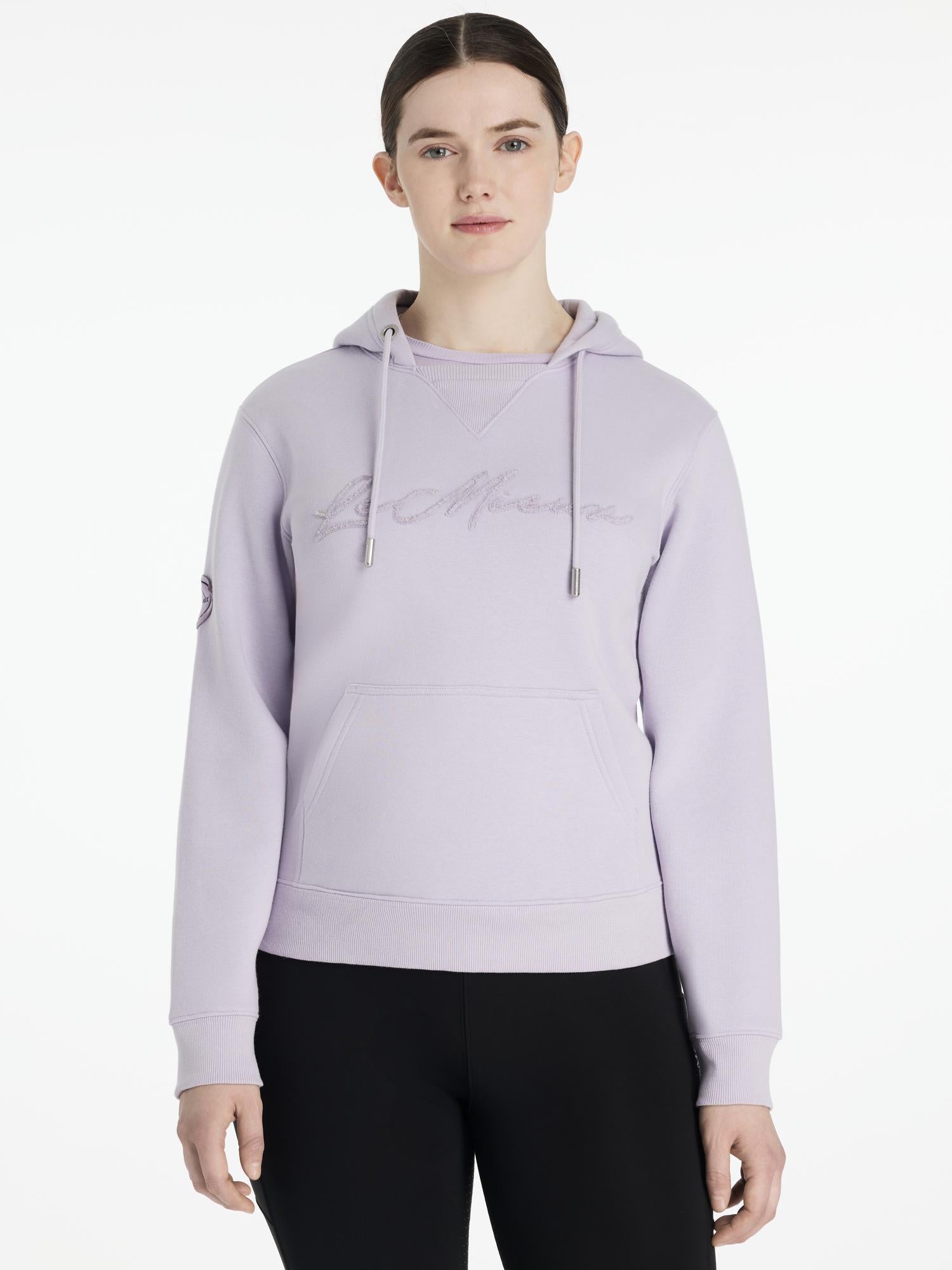 LeMieux Elspeth Lilac Hoodie: Women's Equestrian Fashion. Sparkle chest graphic hoodie.