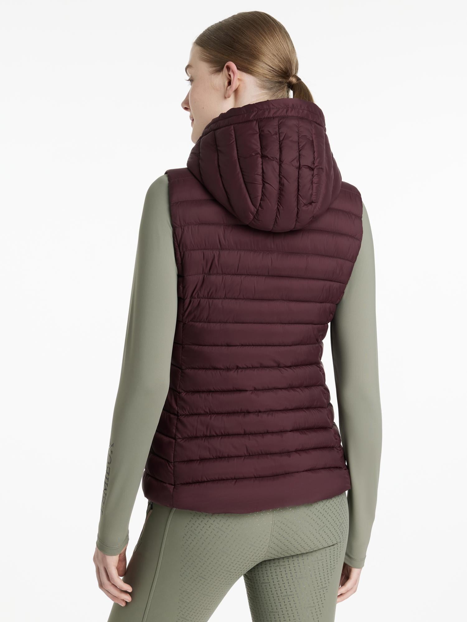 LEMIEUX ROSE HOODED PUFFER GILET DAMSON: Women's Equestrian Riding Vest - Stylish & Water Resistant Outdoor Vest