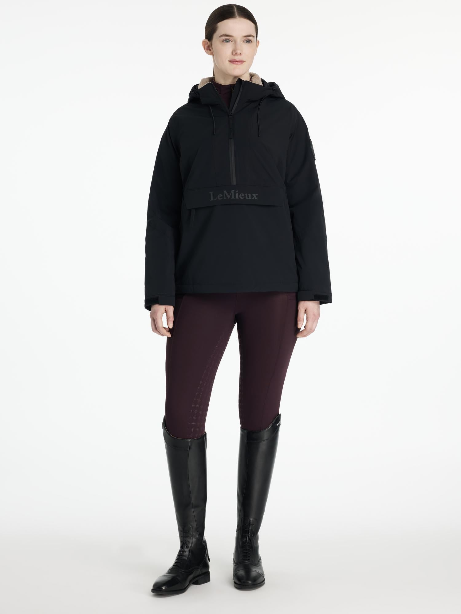 LEMIEUX Phoebe Waterproof Black Anorak Riding Jacket | Half-Zip Equestrian Coat