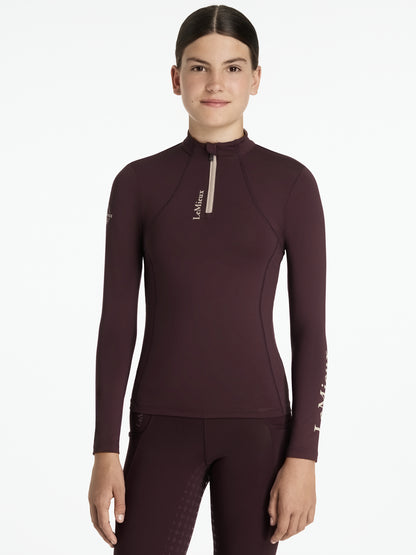 LeMieux Young Rider Classique Base Layer in Damson. Equestrian riding apparel for youth. Comfortable and breathable.