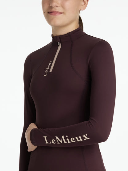 LeMieux Young Rider Damson Base Layer: Equestrian Riding Shirt with UV Protection & Moisture-Wicking Comfort