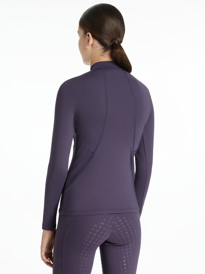 LeMieux Young Rider Classique Base Layer - Juniper. Youth Equestrian Top, UV50+ Quarter Zip Long Sleeve Shirt, Purple Riding Apparel