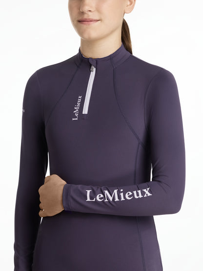 LeMieux Young Rider Classique Base Layer Juniper - Technical riding shirt, quarter zip, equestrian apparel