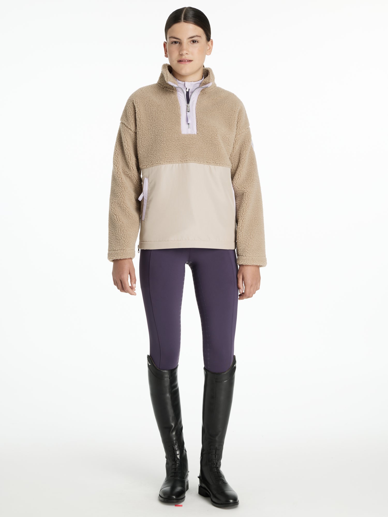 LeMieux Young Rider Tammy Teddy Fleece Almond - Cozy Equestrian Pullover for Kids, Equiflair