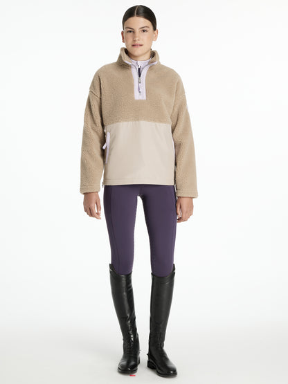 LeMieux Young Rider Tammy Teddy Fleece Almond - Cozy Equestrian Pullover for Kids, Equiflair