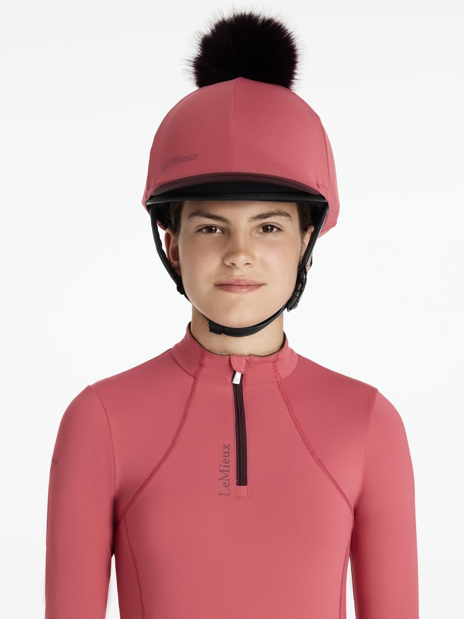 LeMieux Classique Pom Hat Silk Cranberry