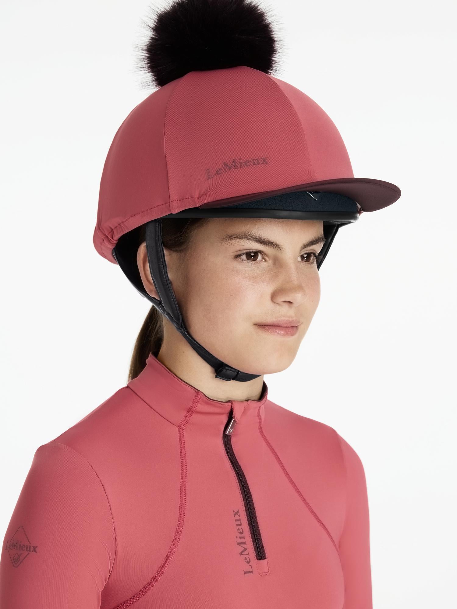 LeMieux Classique Pom Hat Silk Cranberry