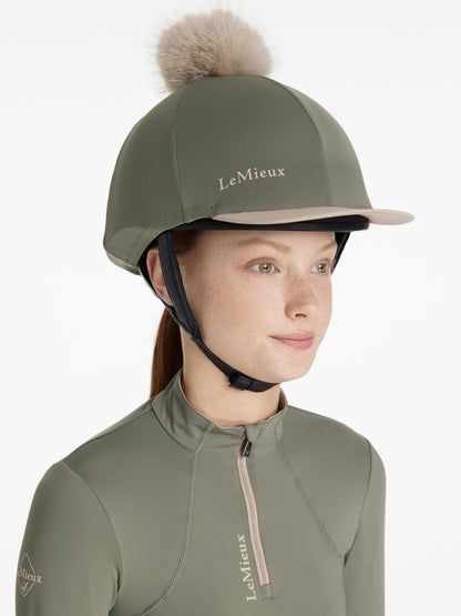LEMIEUX CLASSIQUE POM HAT SILK ROSEMARY: Riding Helmet, Hat Silk with Detachable Pom Pom