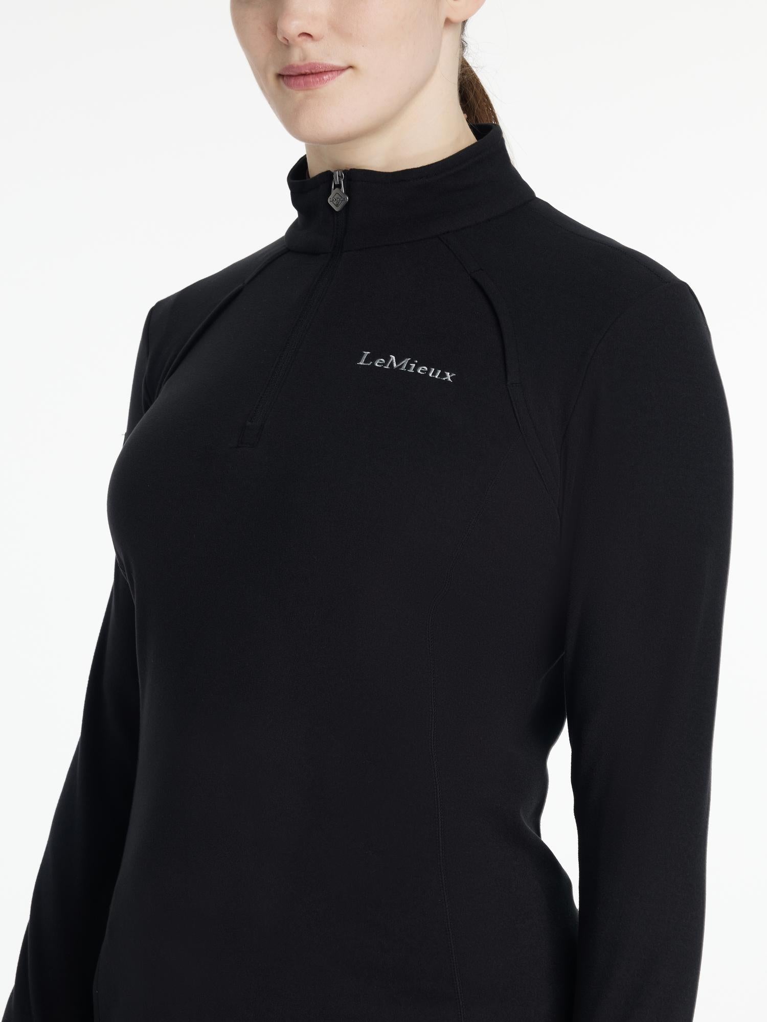 LEMIEUX Frances Quarter Zip Fleece - Black Top. Warm Mid-layer for Riding & Everyday Wear.