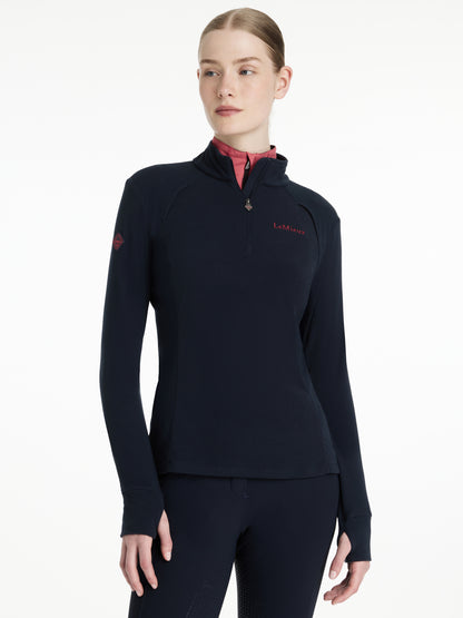 LEMIEUX FRANCES QUARTER ZIP FLEECE NAVY - Women's Equestrian Clothing Equiflair | Navy fleece quarter zip top for riding