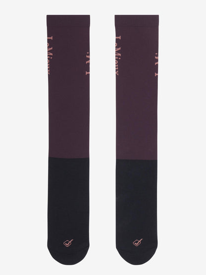 LeMieux Competition Socks 2-Pack in Damson from Equiflair: Lightweight riding socks for enhanced boot fit and comfort.