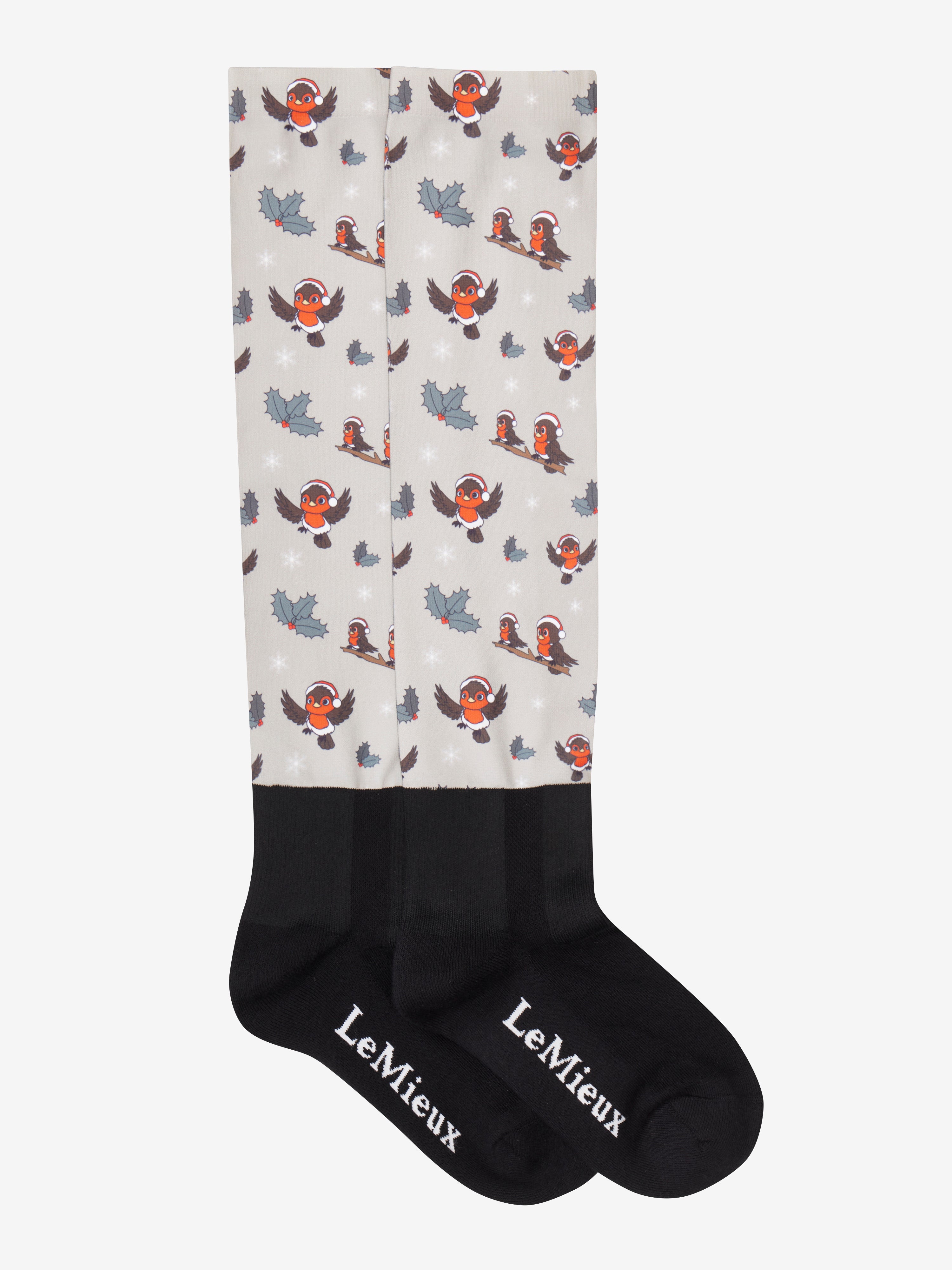 LEMIEUX XMAS Robins Almond Socks: Padded, Moisture-wicking Equestrian Socks for Ultimate Comfort & Fun Style!