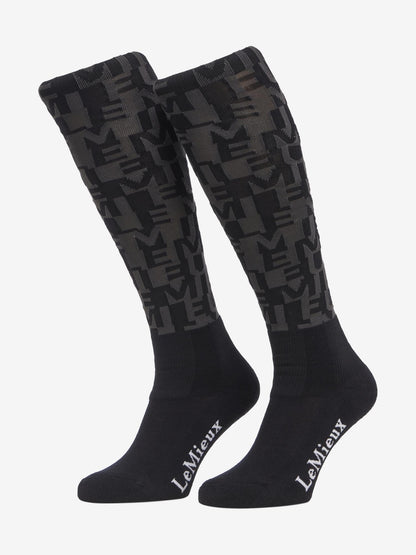 LeMieux Footsie Socks Logo Navy: Equestrian Riding Socks, Stylish Pattern, Padded, Comfort, Horse Riding Apparel