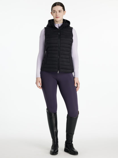 LeMieux Rose Hooded Puffer Gilet Black: Women's Equestrian Riding Vest, Water-Resistant, Stylish Fashion