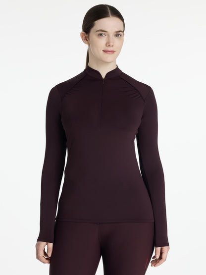 LEMIEUX Heyden Lightweight Base Layer Damson: Women's Equestrian Performance Top with Quarter Zip & 360° Stretch