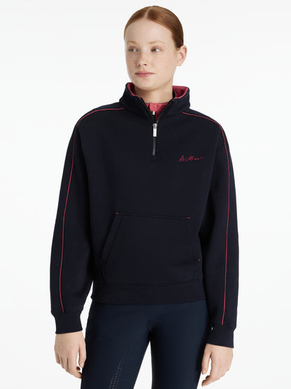 LEMIEUX Young Rider Kate Quarter Zip Sweatshirt Navy/Cranberry - Equestrian Style Horse Riding Sweatshirt