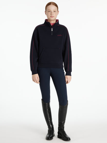 LeMieux Young Rider Kate Quarter Zip Sweatshirt Navy/Cranberry Equestrian Clothing