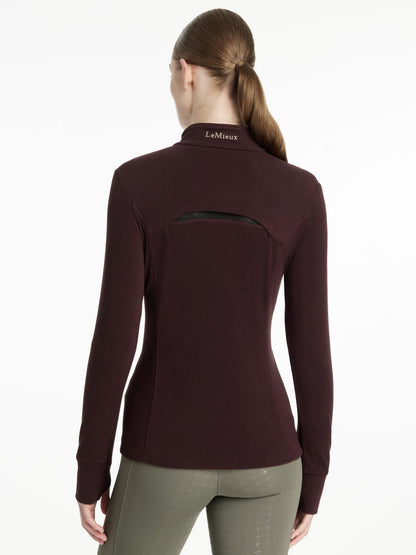 LeMieux Frances Quarter Zip Fleece Damson: Long Sleeve Riding Top for Women - Equestrian Apparel