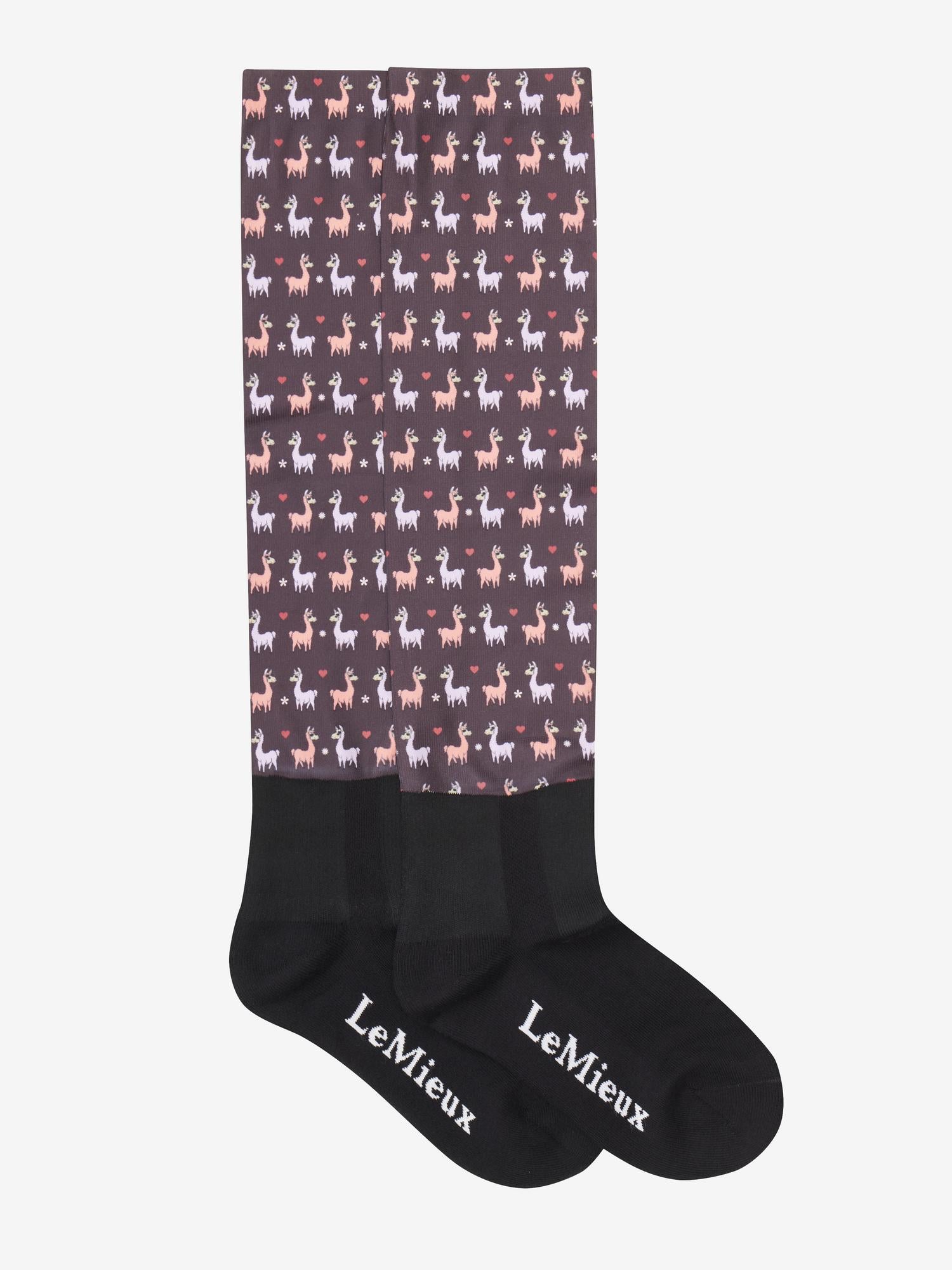 Lemieux Footsie Socks Llamas Damson: Equestrian Riding Socks with Fun Design