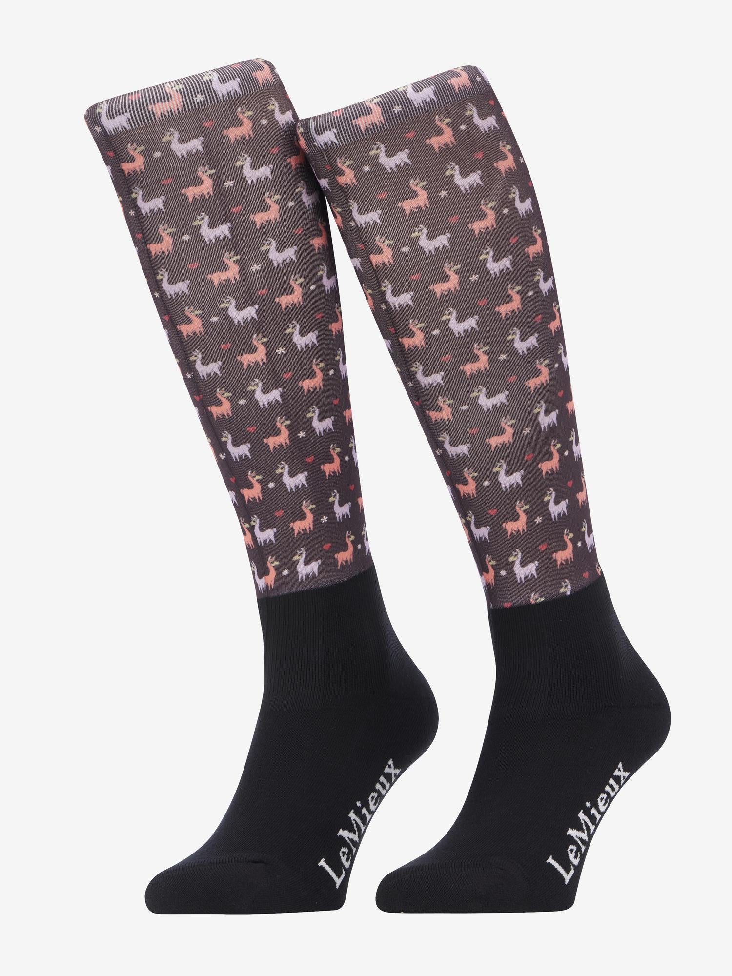 LEMIEUX Footsie Socks Llamas Damson - Equestrian Riding Socks with Llama Pattern