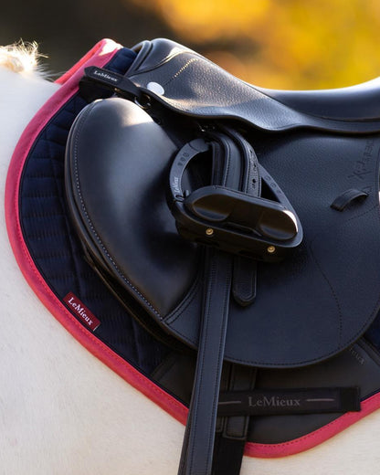 LeMieux Suede Close Contact Square Navy/Cranberry Saddle Pad - Equiflair