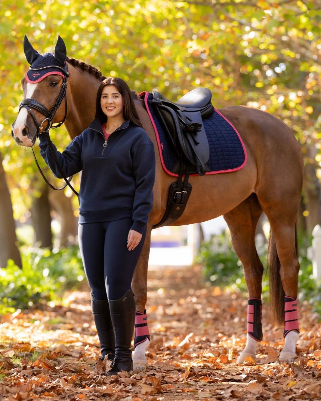 LeMieux Suede Dressage Square Navy/Cranberry