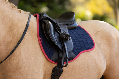 LEMIEUX SUEDE GP SQUARE NAVY/CRANBERRY Saddle Pad for Horse Riding - Equiflair Equestrian Equipment