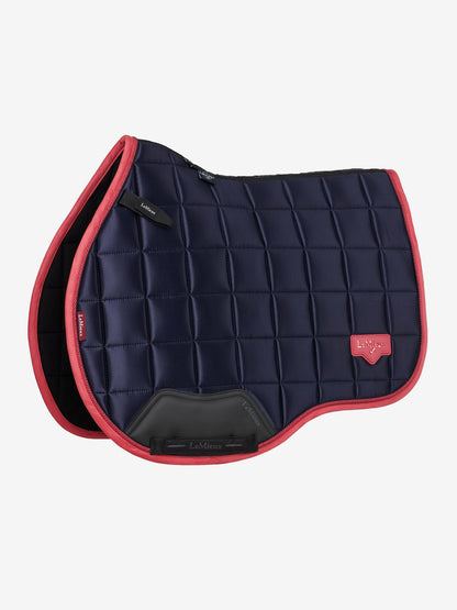 LeMieux Loire Classic GP Saddle Pad - Navy Blue & Cranberry Trim - Stylish Equestrian Horse Tack
