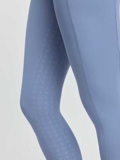LEMIEUX Naomi Pull On Breeches - Powder Blue Equestrian Leggings: Seamless Fabric, Full Silicone Grip Riding Apparel