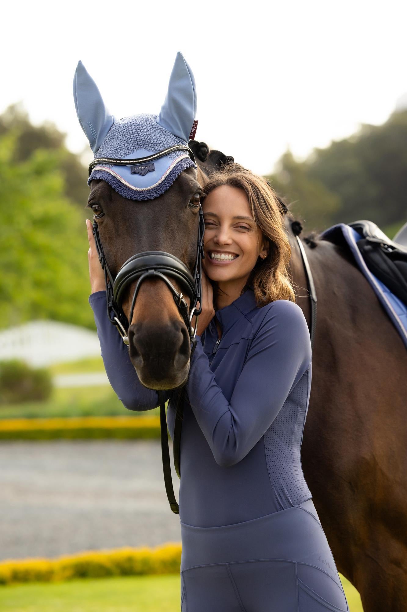 LEMIEUX Loire Fly Hood Powder Blue - Stylish Equestrian Horse Fly Protection | Equiflair