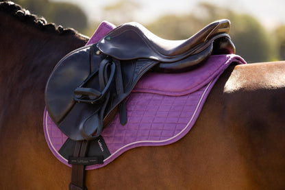 LeMieux Suede Half Pad Mallow purple horse saddle pad with diamond quilting