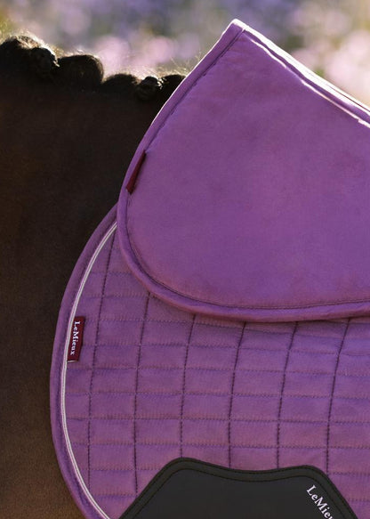 LeMieux Suede Half Pad Mallow - Purple horse saddle pad for comfort and support.