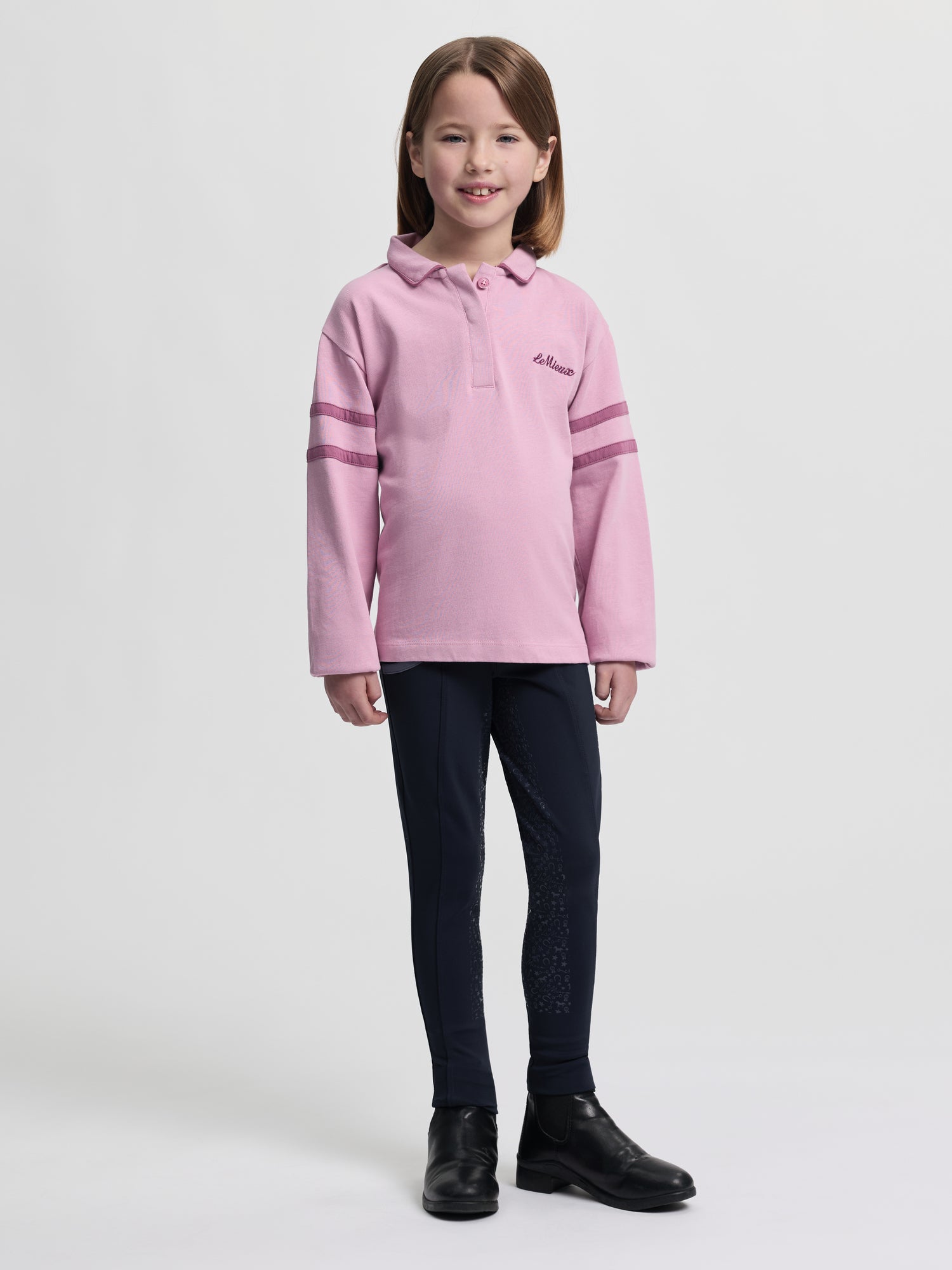 LEMIEUX Mini Robbie Rugby Shirt Mallow - Kids Equestrian Polo Shirt, Equiflair, riding apparel