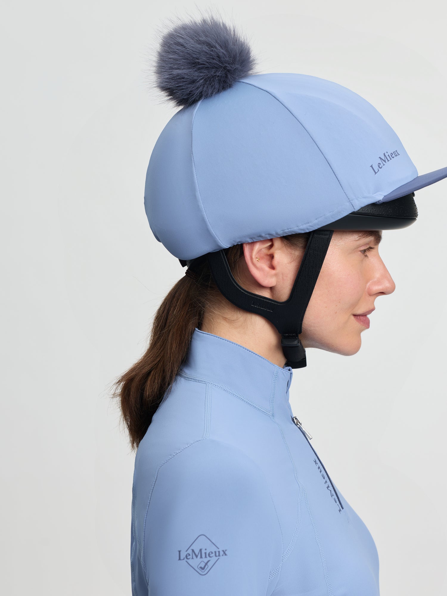 LeMieux Classique Pom Hat Silk Powder Blue