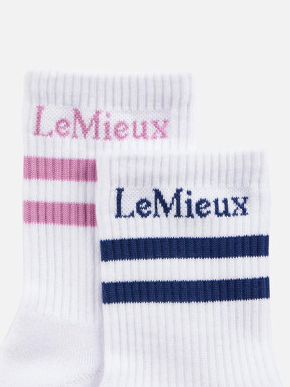LeMieux Crew Socks 2 Pack: Shadow & Fondant. Equestrian riding socks with comfortable fit. Shop stylish socks for horse riding!