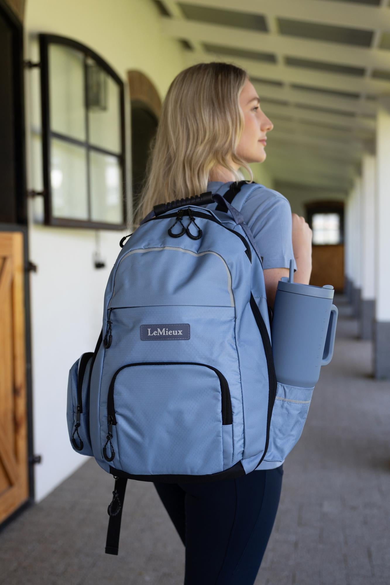 LeMieux Pro Rucksack Powder Blue: Equestrian Riding Backpack for Gear & Accessories