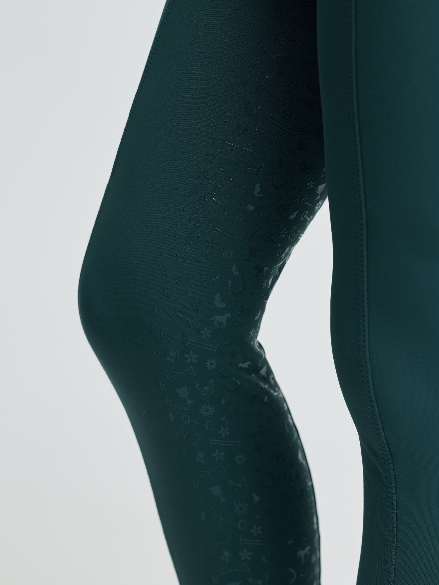 LeMieux Mini Pull On Breech Jungle - Kids Equestrian Riding Leggings with Horse Pattern Close Up