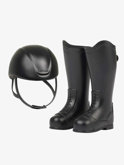 LeMieux Toy Rider equestrian riding boots and helmet black set for imaginative play